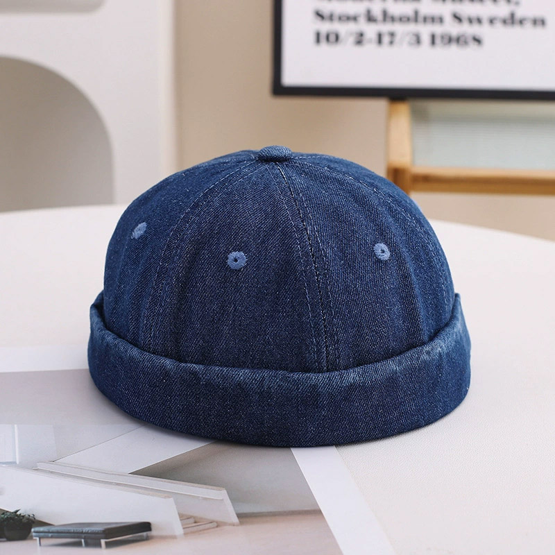 Mode Denim sans bride crâne casquette rétro hommes réglable Docker casquettes bonnet chapeau Hip Hop chapeau Skullcap unisexe seau casquette papa chapeau