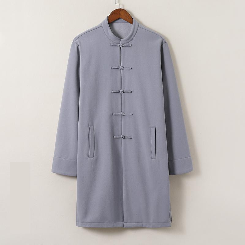 Vêtements traditionnels chinois pour hommes, Streetwear, vêtements d'extérieur, Robe orientale, Trench-Coat en coton et lin, hauts longs en polaire, M-5XL