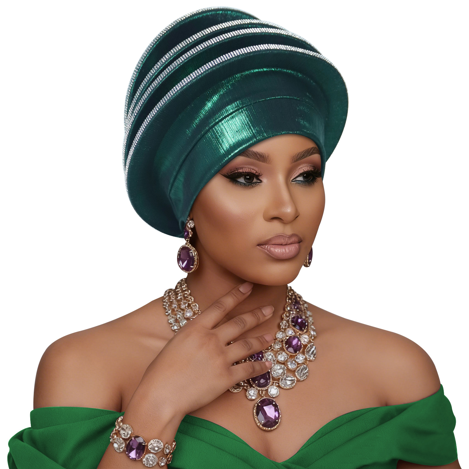 Nouveauté : Bonnets Turban Beret en Diamants pour Femmes, Auto-Gele Africain, Bonnets Féminins Multi-couches, Coiffes Nigérianes, Bonnets Indiens