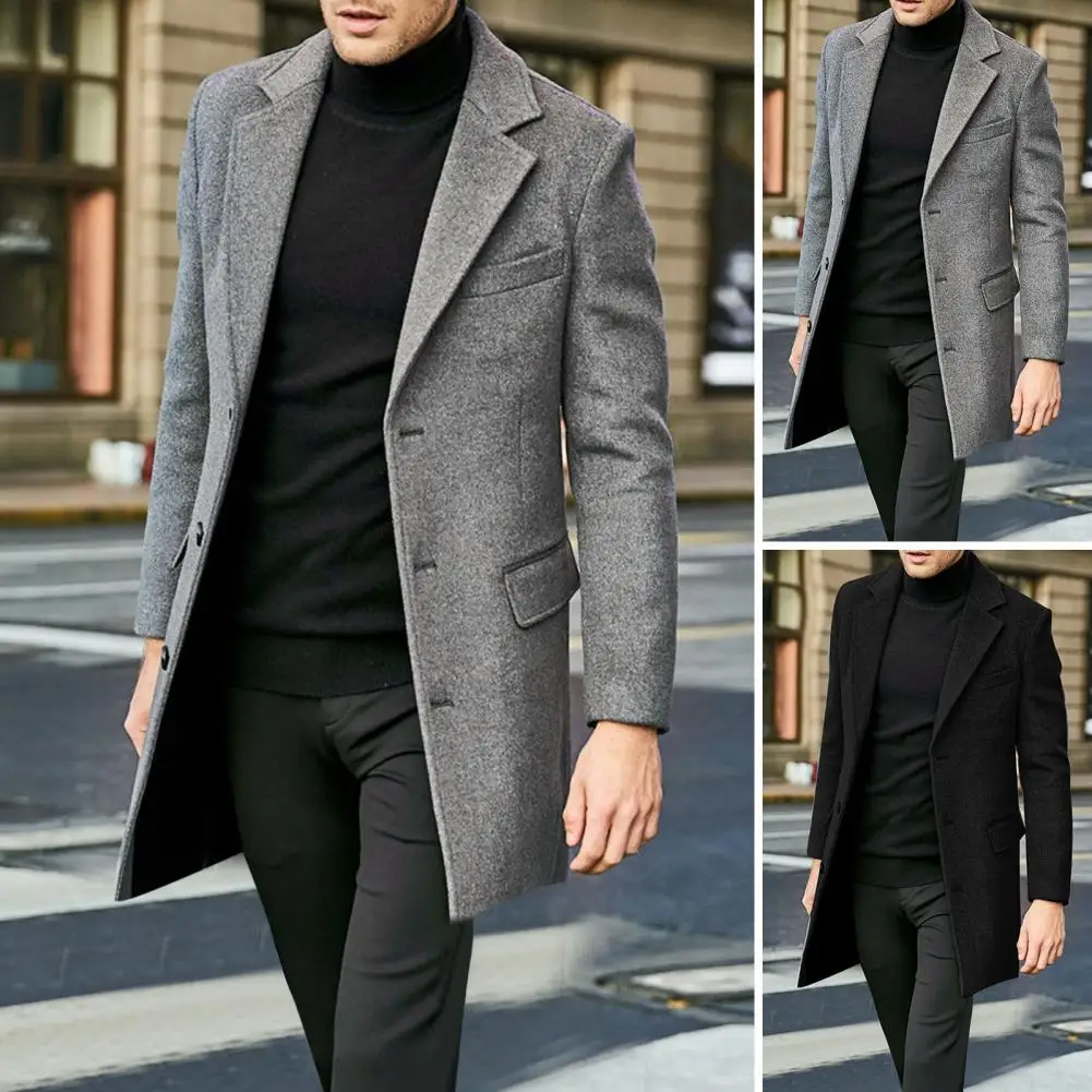 Manteau en laine à manches longues pour hommes, vestes d'affaires décontractées, manteau chaud, style britannique, tendance, automne et hiver
