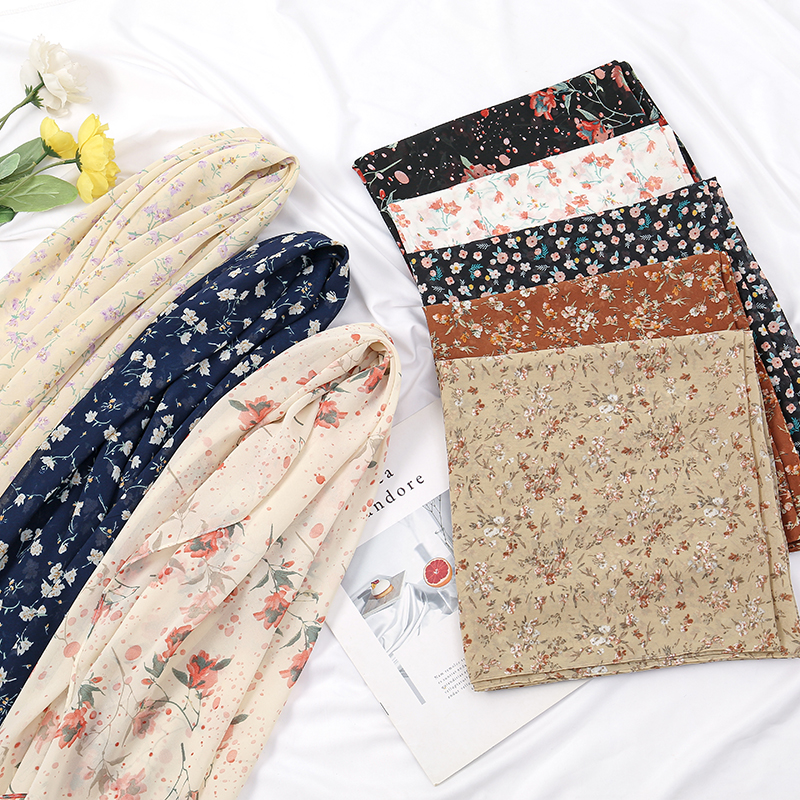 Foulard Carré Imprimé Floral en Mousseline de Soie pour Femme Musulmane, Hijabs, Châles Élégants, Turban Ethnique Islamique, 115cm