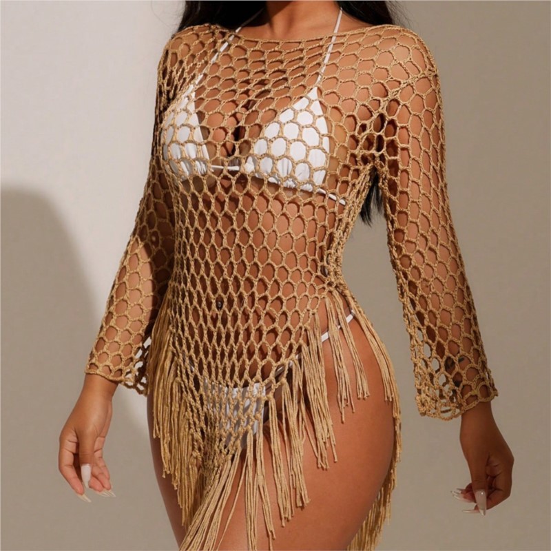 Robe de plage pour femme, paréo ample à crochets, tunique sexy à découpes, idéale comme cache-maillot ou tenue de plage 2026