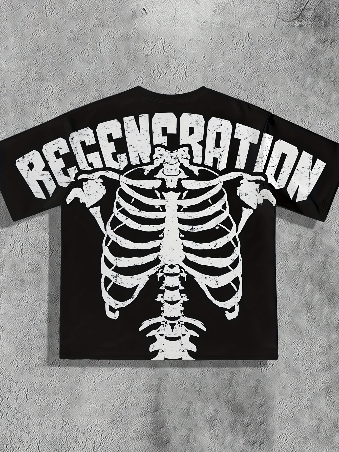 T-Shirt à manches courtes pour hommes, décontracté, imprimé squelette graphique, respirant, coupe ample, tenue décontractée, dos graphique