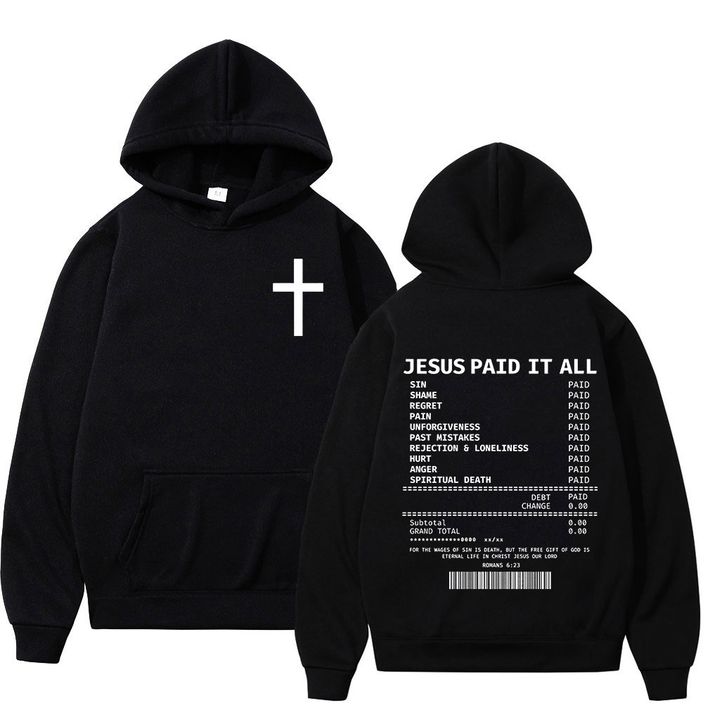 Salut jésus payé tout sweats à capuche verset de la Bible chrétienne hommes femmes vêtements Hip Hop Vintage sweats pulls surdimensionnés