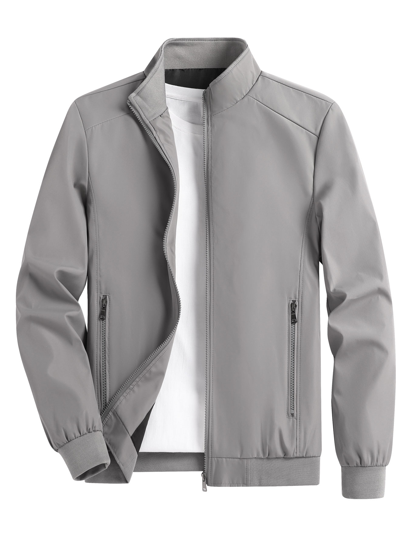 Veste Cardigan fine et décontractée pour hommes, couleur unie, col montant, pour Sports de plein air, haut polyvalent, printemps et automne
