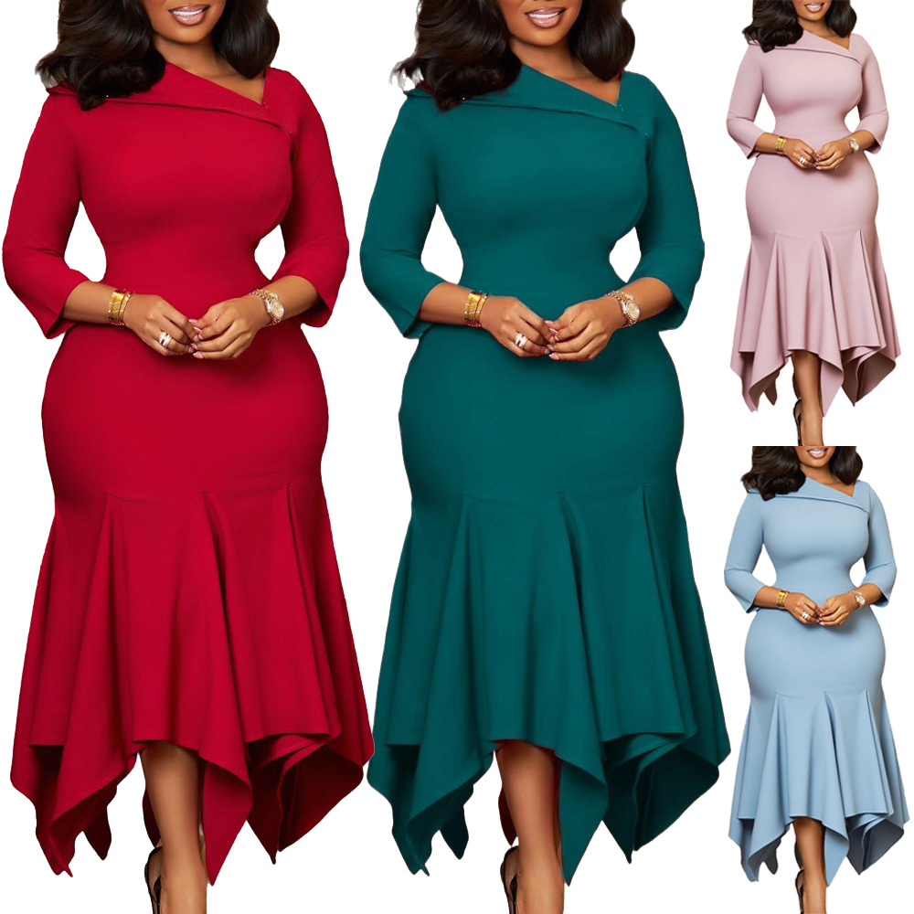 Robes d'église élégantes pour femmes, vêtements de bureau africains pour dames, travail, fête d'affaires, manches 3/4, nouvelle collection automne 2025