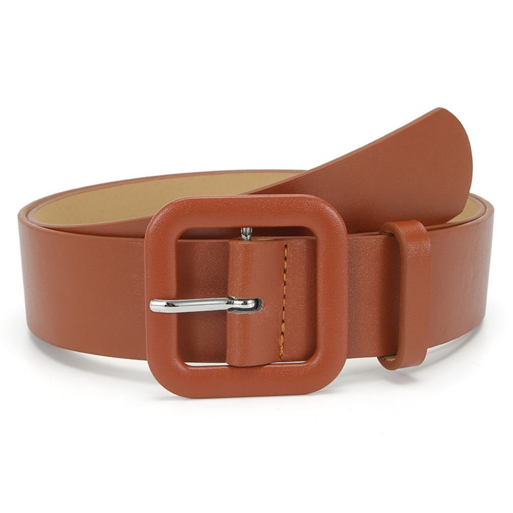 Ceinture en cuir pour femmes, couleur bonbon, boucle carrée, Design de luxe, sangle fine, pour pantalon, robe