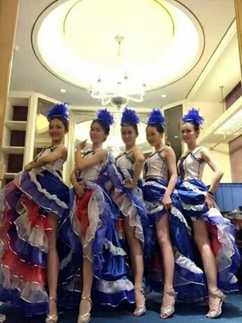 Costume de carnaval, robes de danse d'ouverture Sexy, danse Cancan française, jupe 360, robe de scène