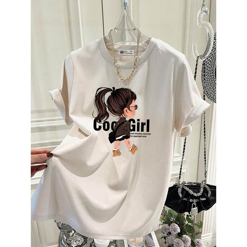 Mode d'été Cool fille imprimer T-shirts femmes vêtements décontracté ample pur coton à manches courtes haut t-shirt tout-match élégant pulls