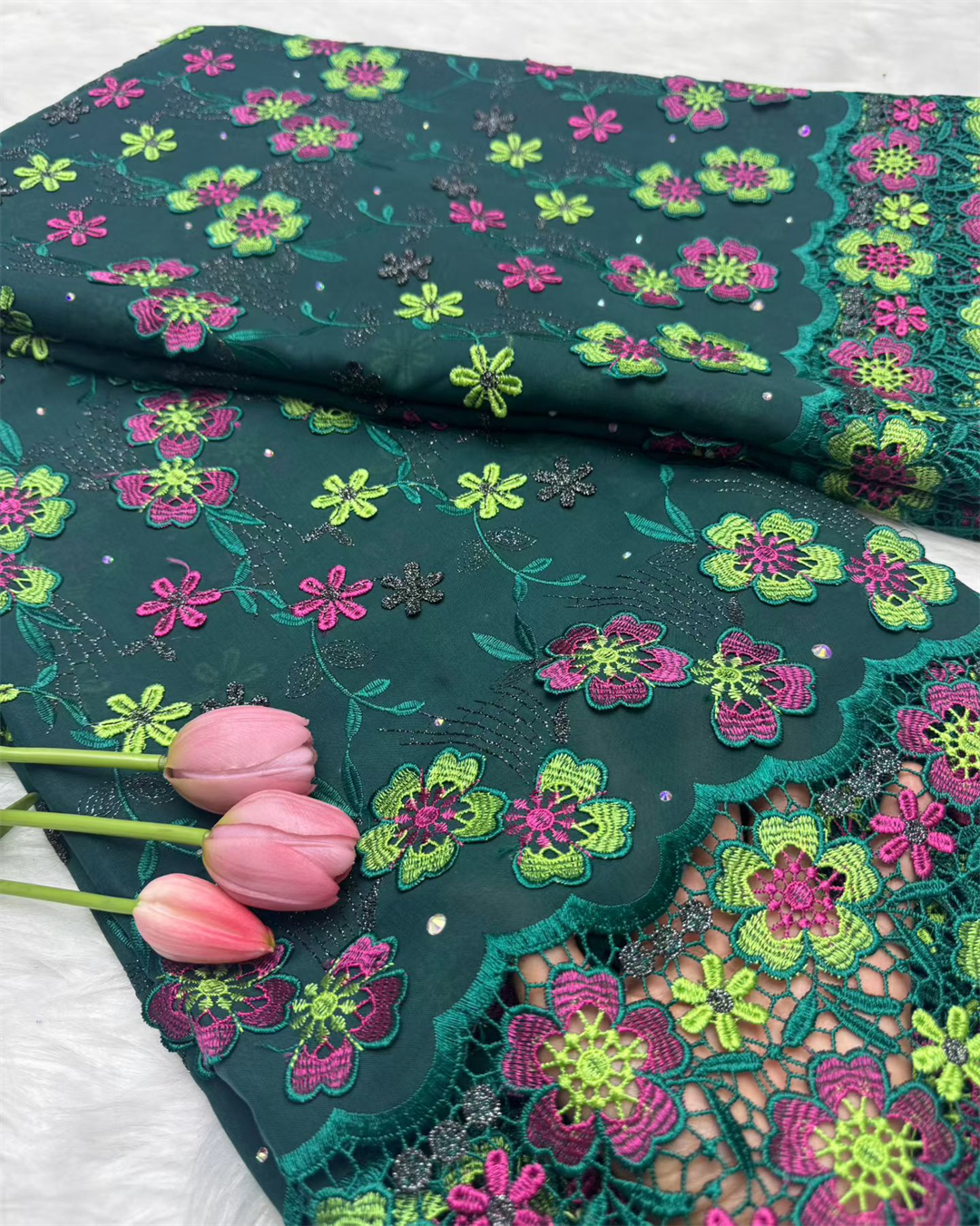 Voile suisse en dentelle suisse, avec des pierres appliquées de fleurs 3D, tissu africain en dentelle de Super qualité pour robe de mariée, 2026