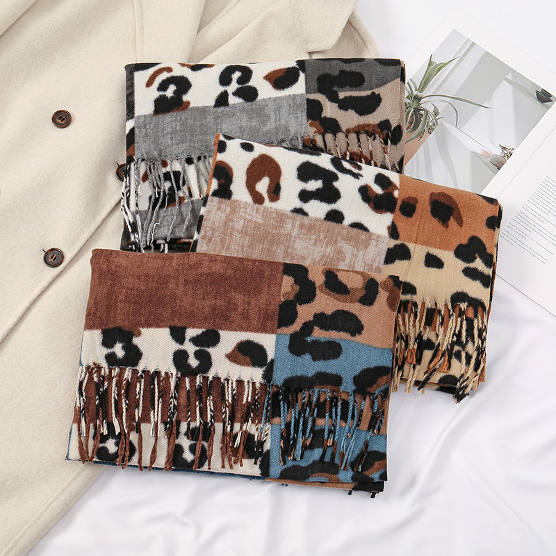 Mode léopard imprimé Pashmina châle écharpe pour femme automne hiver plus chaud casquettes dame longues enveloppes épais Pashmina foulards