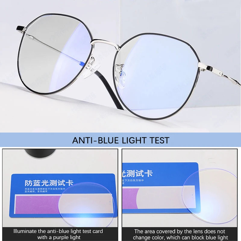 Lunettes anti-lumière bleue rondes en métal pour femmes et hommes, montures de lunettes carrées classiques, lunettes d'ordinateur transparentes