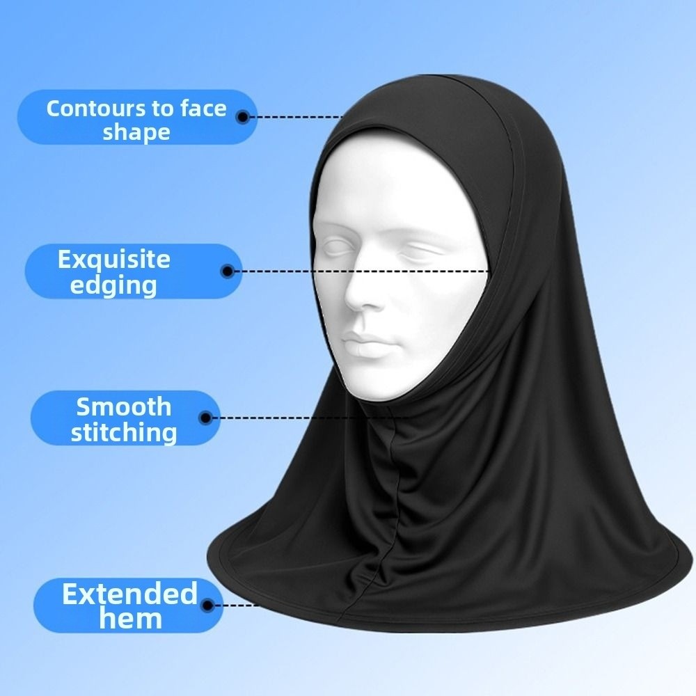 Hijab élégant en soie glacée pour femme, protection du cou, léger, prêt à porter, protection solaire, couleur unie, couvre-tête pour femme