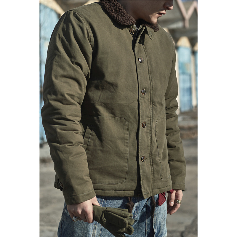 Haute qualité 100 coton vintage USN WW2 USMC épais sherpa polaire vêtements d'hiver kaki travail militaire blanc N1 pont veste pour hommes