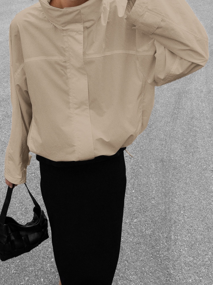 Veste coupe-vent unie zippée pour femme, col montant, coupe ample, décontractée, mode streetwear, automne hiver 2026