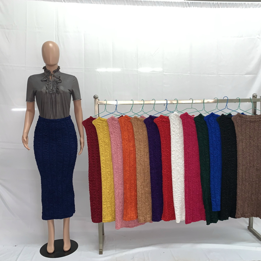 Nouvelle Collection Printemps-Été 2026 – Jupes Crayon Longues en Maille pour Femme, Taille Haute, Couleurs Pastel, Style Musulman, Grande Taille, Décontractées 202048 #