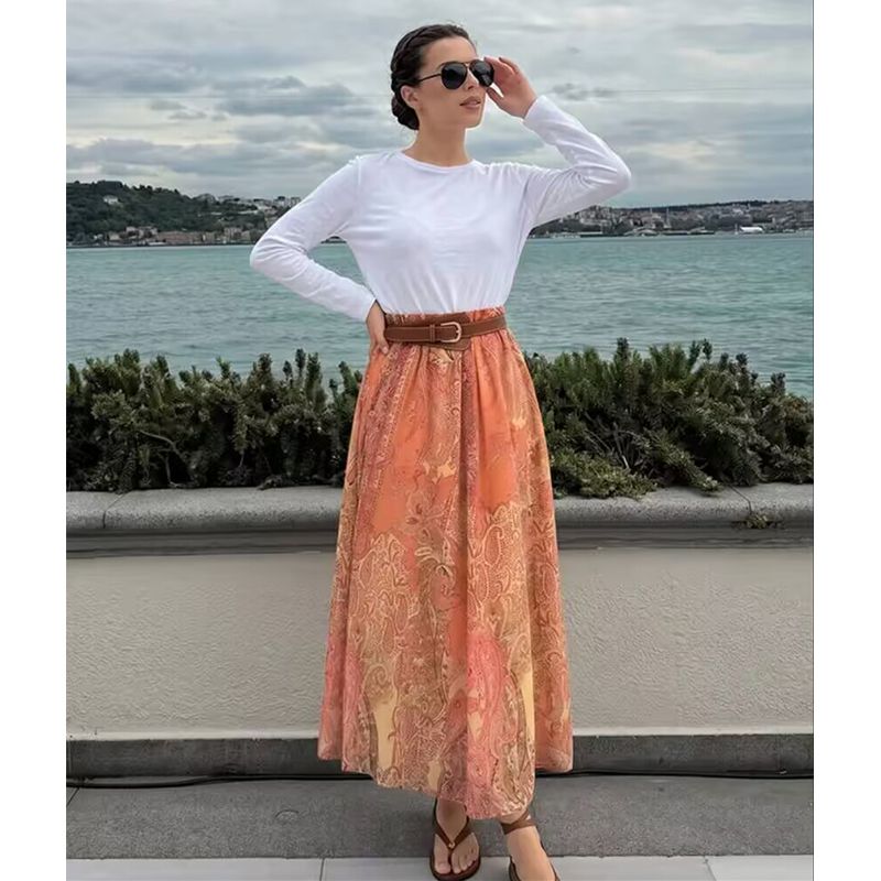 Nouvelles Jupes Femme Été 2026 – Nouvelle Mode Imprimée Unique, Jupes Élégantes Taille Haute pour Fête, Jupes Chic Jeunesse pour Voyage d'Été