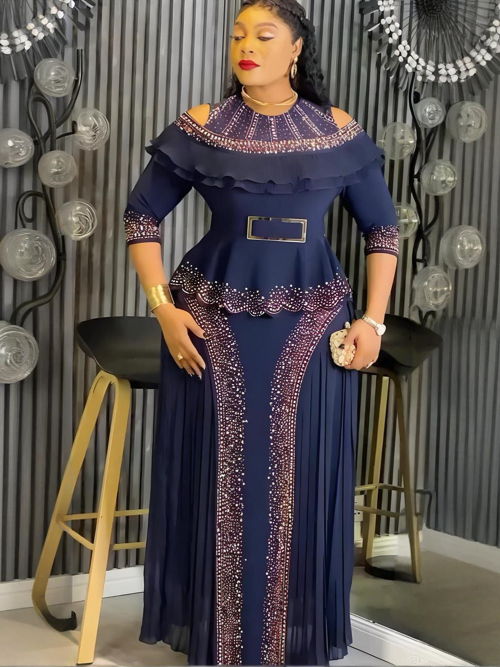 Robes de soirée africaines grande taille pour femmes, élégantes et luxueuses, avec volants, pour mariage, tenue Dashiki Ankara Turquie, nouvelle collection 2026