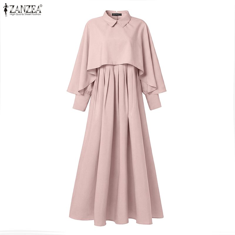 Ensembles modestes pour femmes musulmanes, 2 pièces, robe et chemisier poncho, tenues hijab ZANZEA pour le Ramadan, ensembles 2 pièces, hauts à manches longues