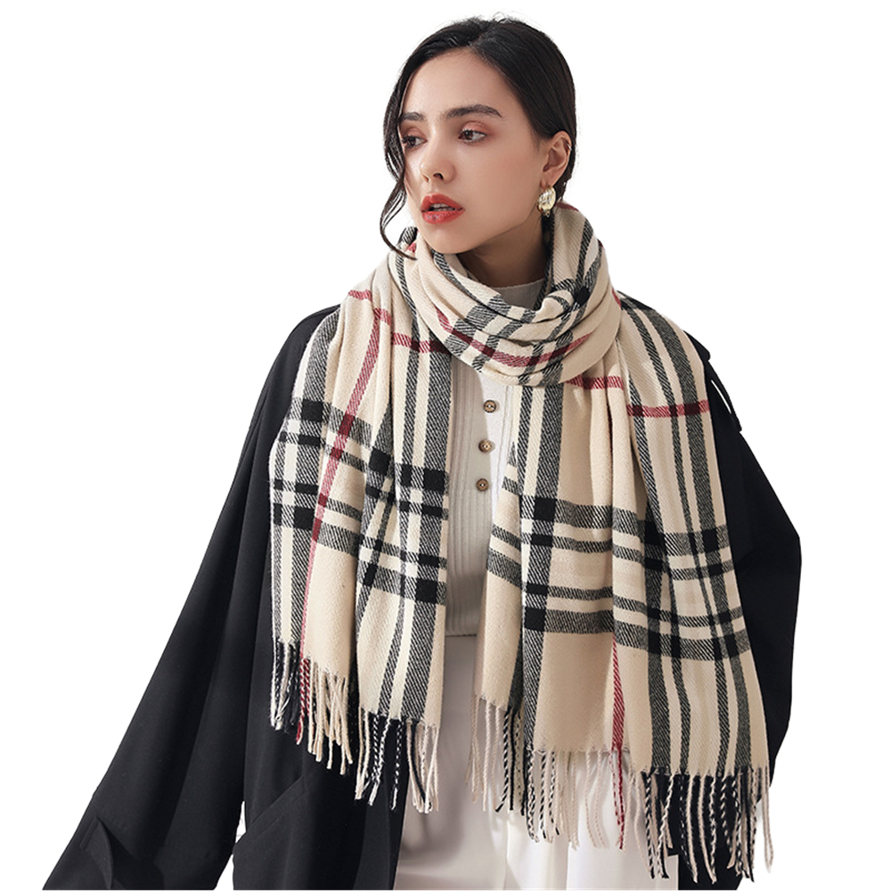 Écharpe à carreaux pour femmes, châle en cachemire, grande couverture douce et chaude, classique, vente en gros, livraison directe, automne et hiver