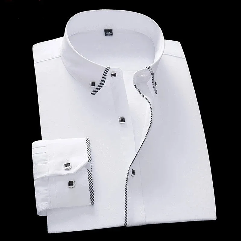 Chemise blanche à manches longues pour hommes, tenue de bureau et d'affaires, boutonnée, décontractée, mode coréenne, Slim Fit 5XL 6XL 7XL 8XL