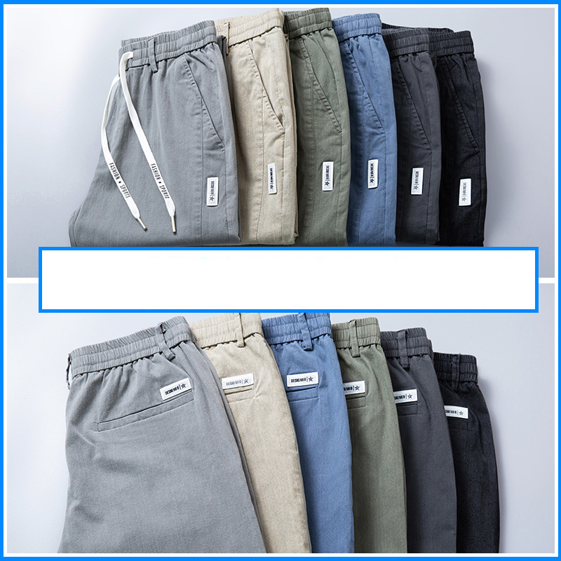 6 couleurs été hommes classique coton couleur unie mode affaires pantalons décontractés taille élastique mode coréenne hommes vêtements 28-38
