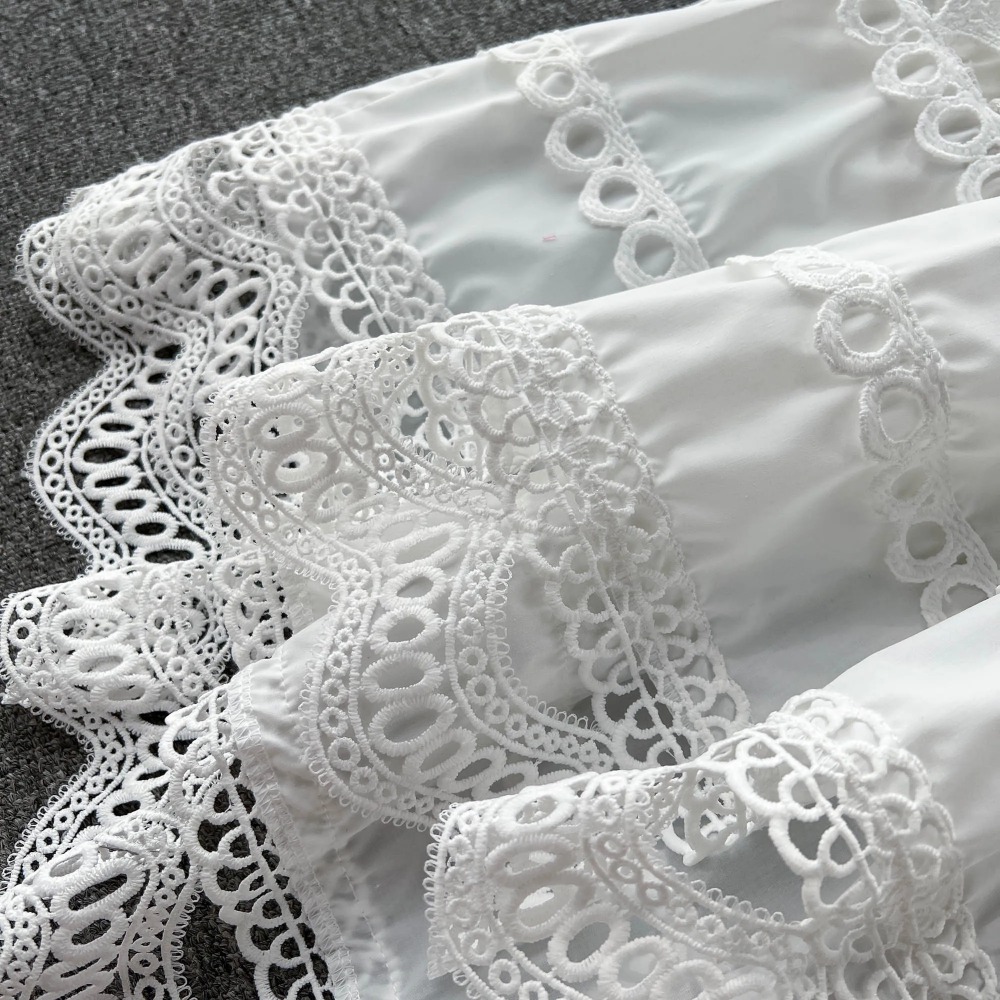 Robe française en dentelle brodée pour femmes, vintage, élégante, sans manches, découpée, robes éducatives, mode, vacances, printemps, été