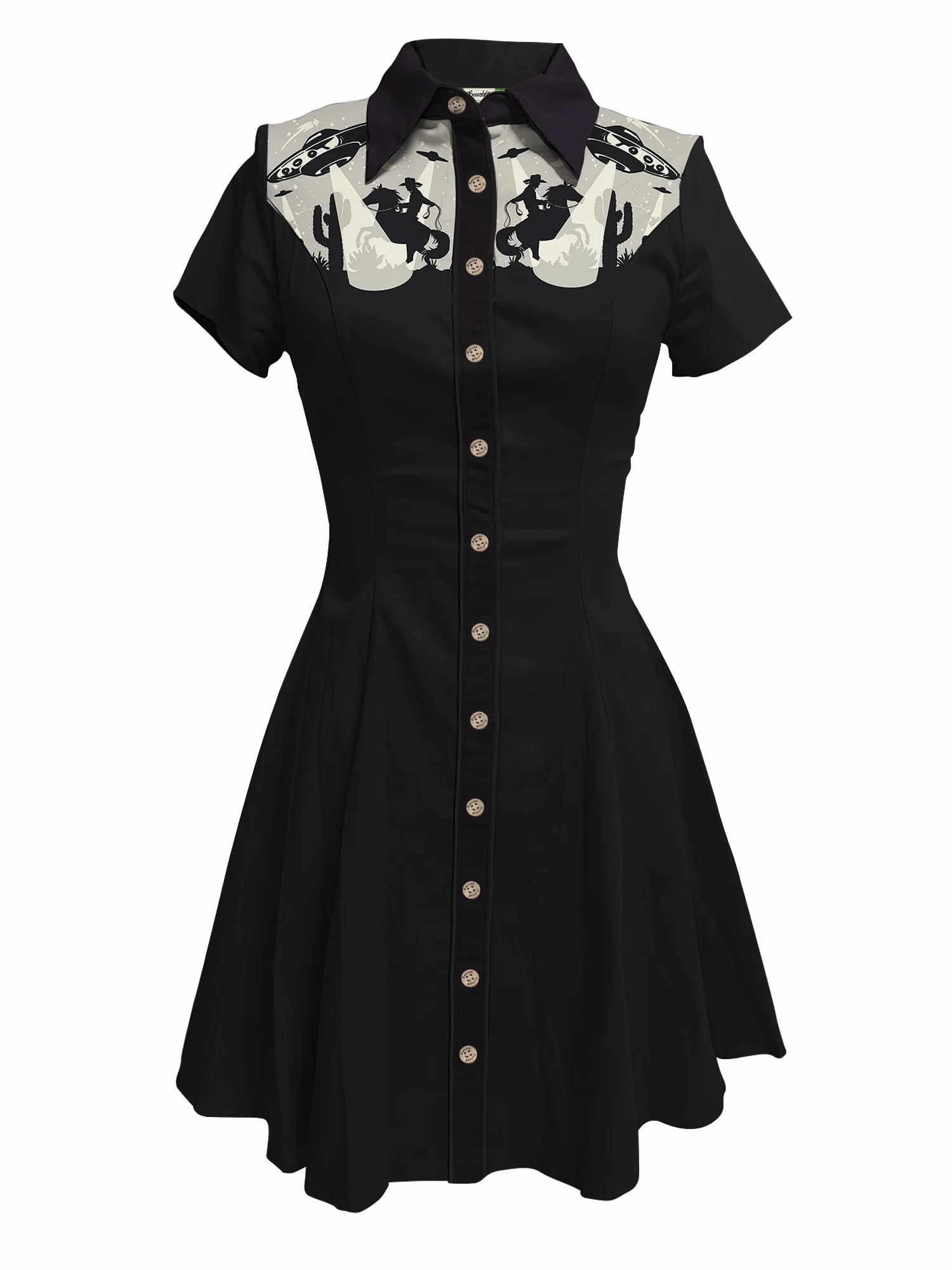 Robe de Cowboy imprimée Cactus rétro occidental pour femmes, Unique, boutonnée, manches courtes, 100% coton, rose, Streetwear d'été