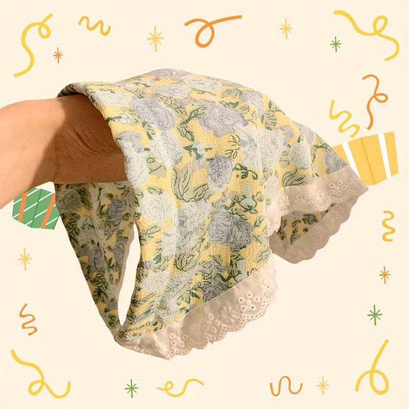 Foulard Vintage en dentelle florale, 1 pièce, Bandana Triangle antidérapant avec pince à cheveux, accessoire pour cheveux de vacances à la plage pour femmes, décor de plage