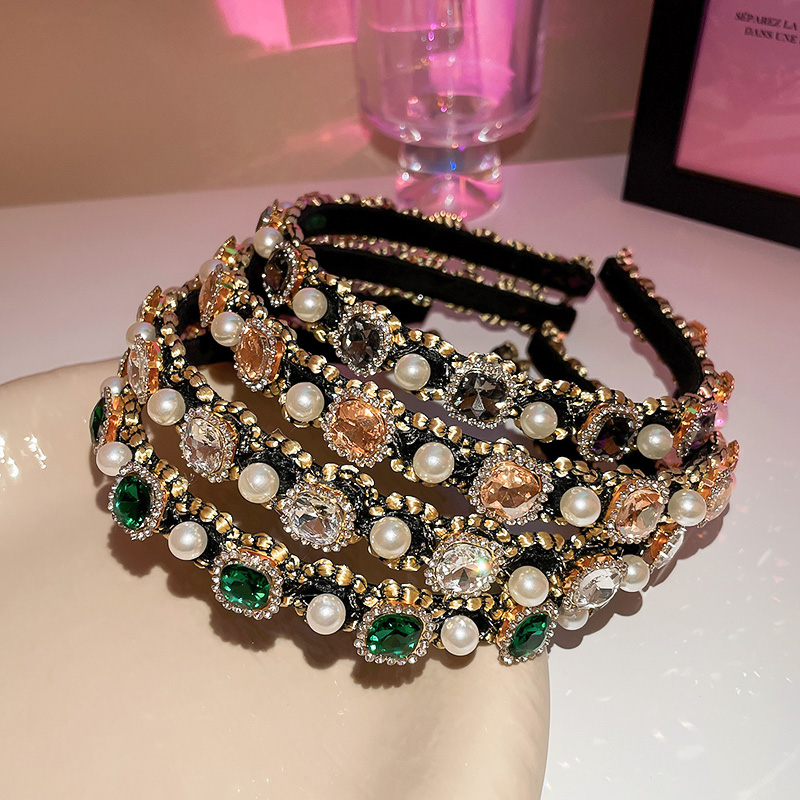 Serre-têtes de luxe brillants entièrement ornés de strass, bandeaux imitation perles, accessoires de coiffure pour femmes, bijoux pour fêtes et mariages K-