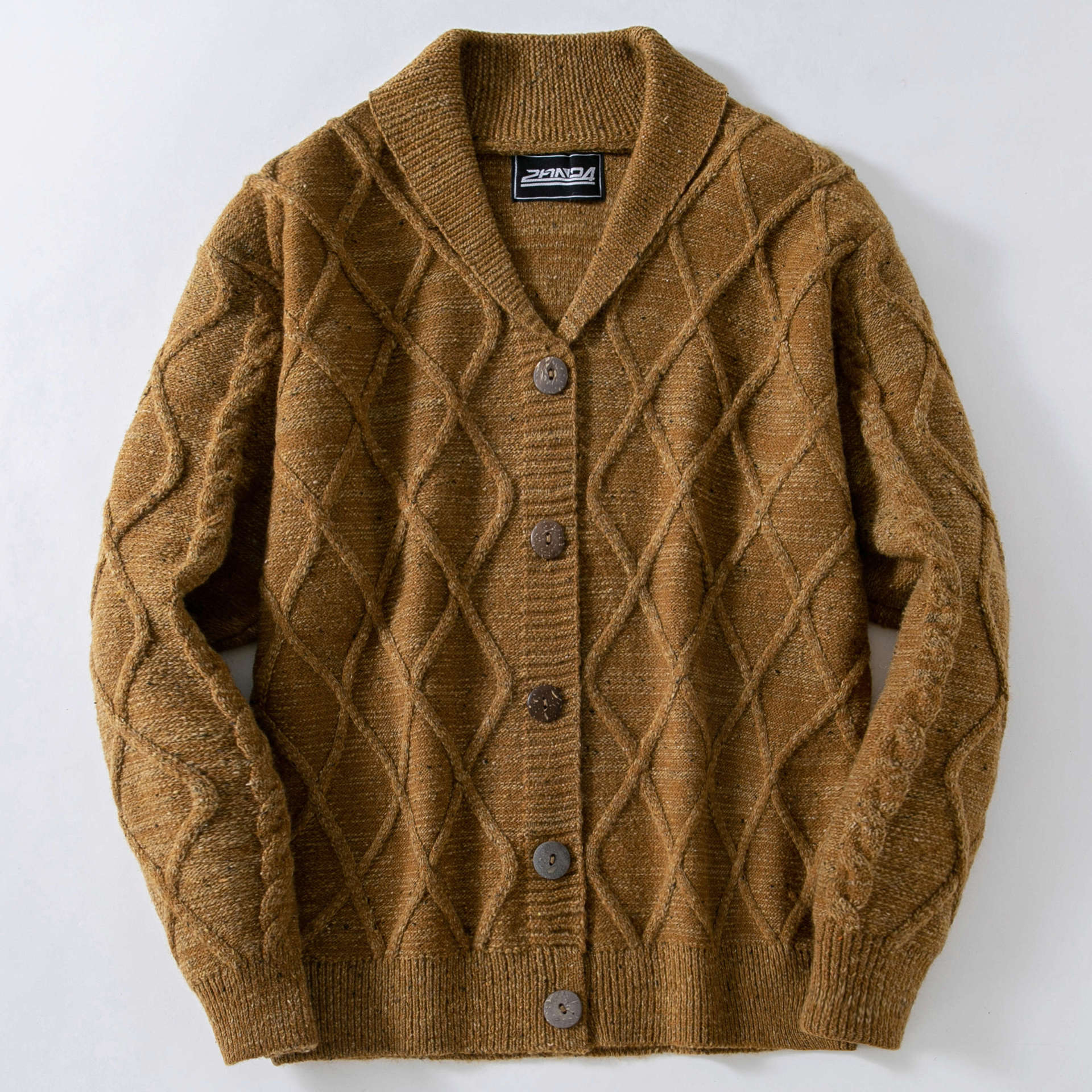 Cardigan tricoté à la mode pour hommes, pull à col à revers, manches longues, Design floral torsadé, manteau avec fermeture à bouton unique, automne hiver