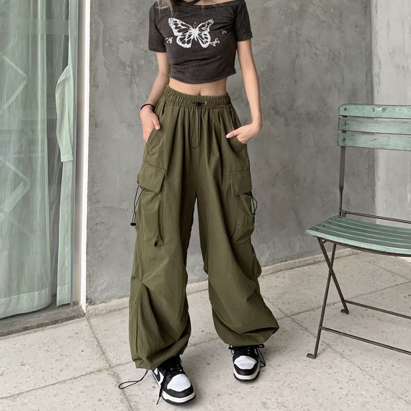 Pantalon de jogging décontracté pour femmes, couleur unie, taille basse, cordon de serrage, jambes larges, Baggy, Streetwear Y2k, survêtement surdimensionné, 2024