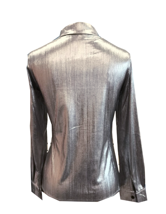 Chemise décontractée à manches longues et boutons sur le devant pour femmes, avec col à revers froncé, confortable et élégante