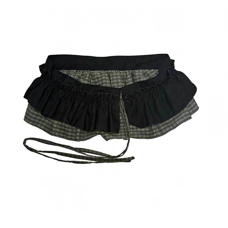 Demi-jupe à grille de conception coréenne pour femme, jupe courte ample d'hiver, vêtements d'extérieur polyvalents, tablier, ceinture, Style doux, toutes saisons