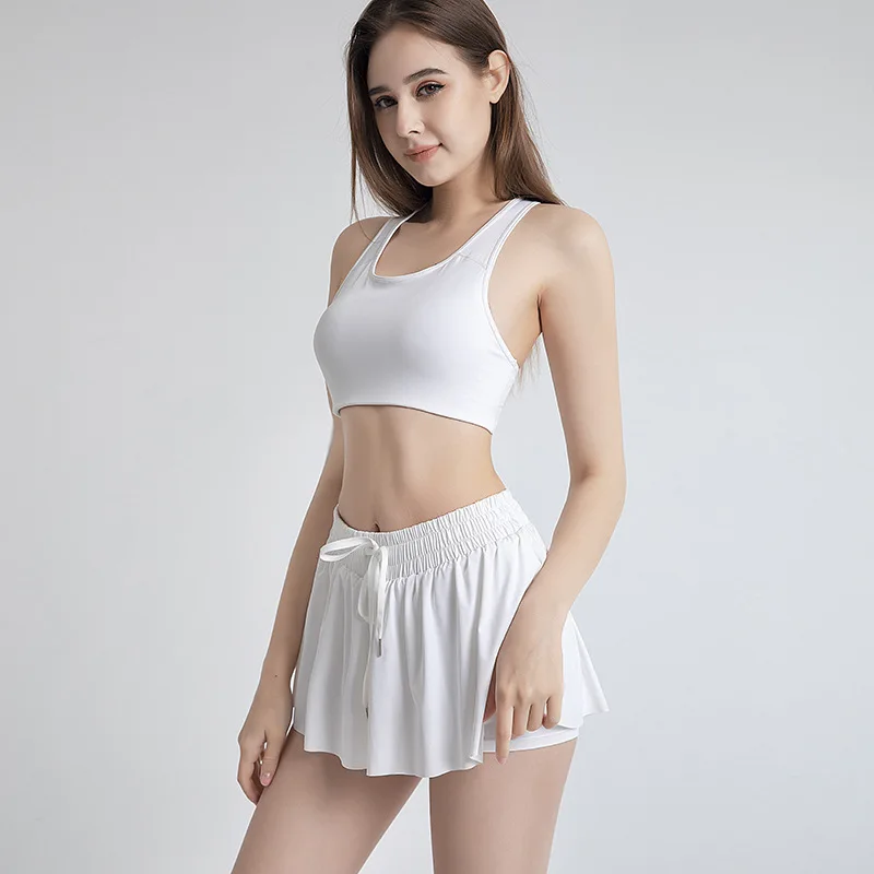 Nouveaux shorts-jupes pour femmes, taille haute, respirants, anti-transpiration, pour l'été, pantalons de sécurité, jupes de sport, shorts de gym et de yoga, vêtements de sport