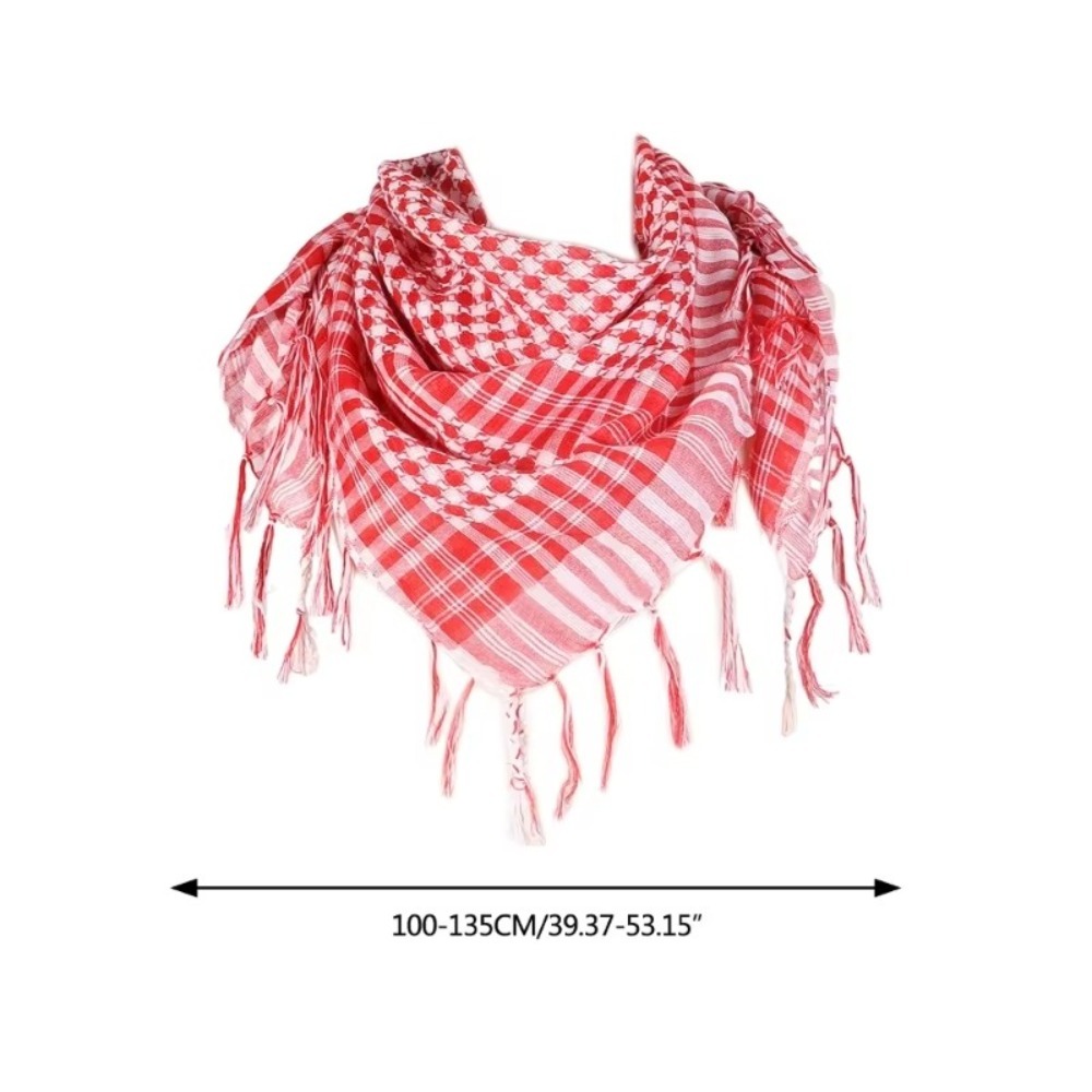 Grand foulard arabe Shemagh avec pompon, écharpe de cou, Bandana Keffiyeh pour hommes et femmes