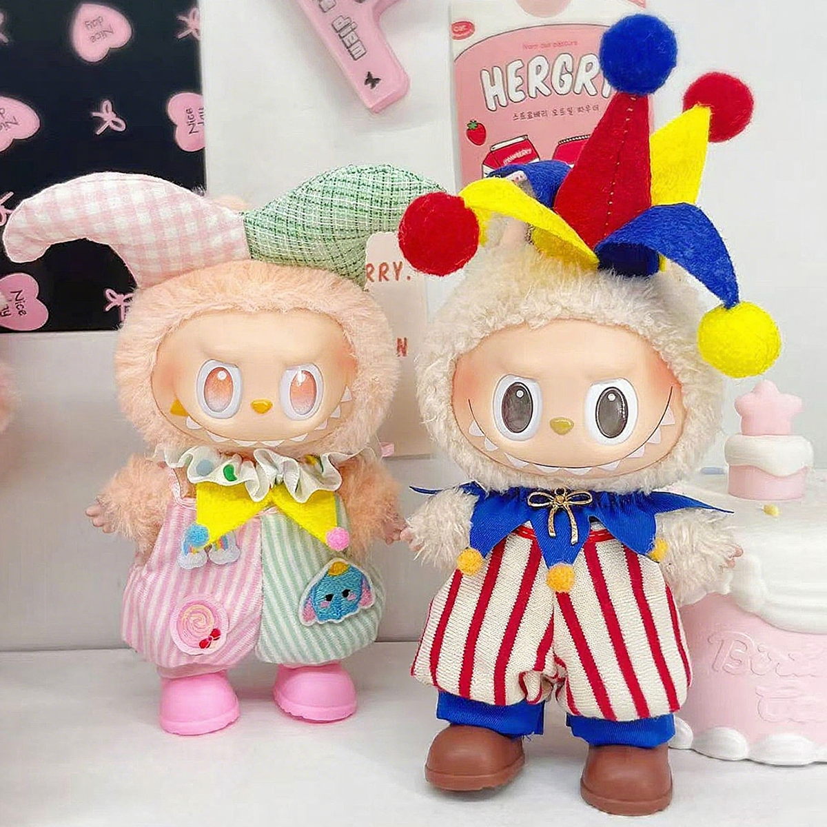 Poupée en peluche mignonne, vêtements de Style Clown de cirque pour poupée Labubu, vêtements de bricolage, accessoires de décoration, cadeau
