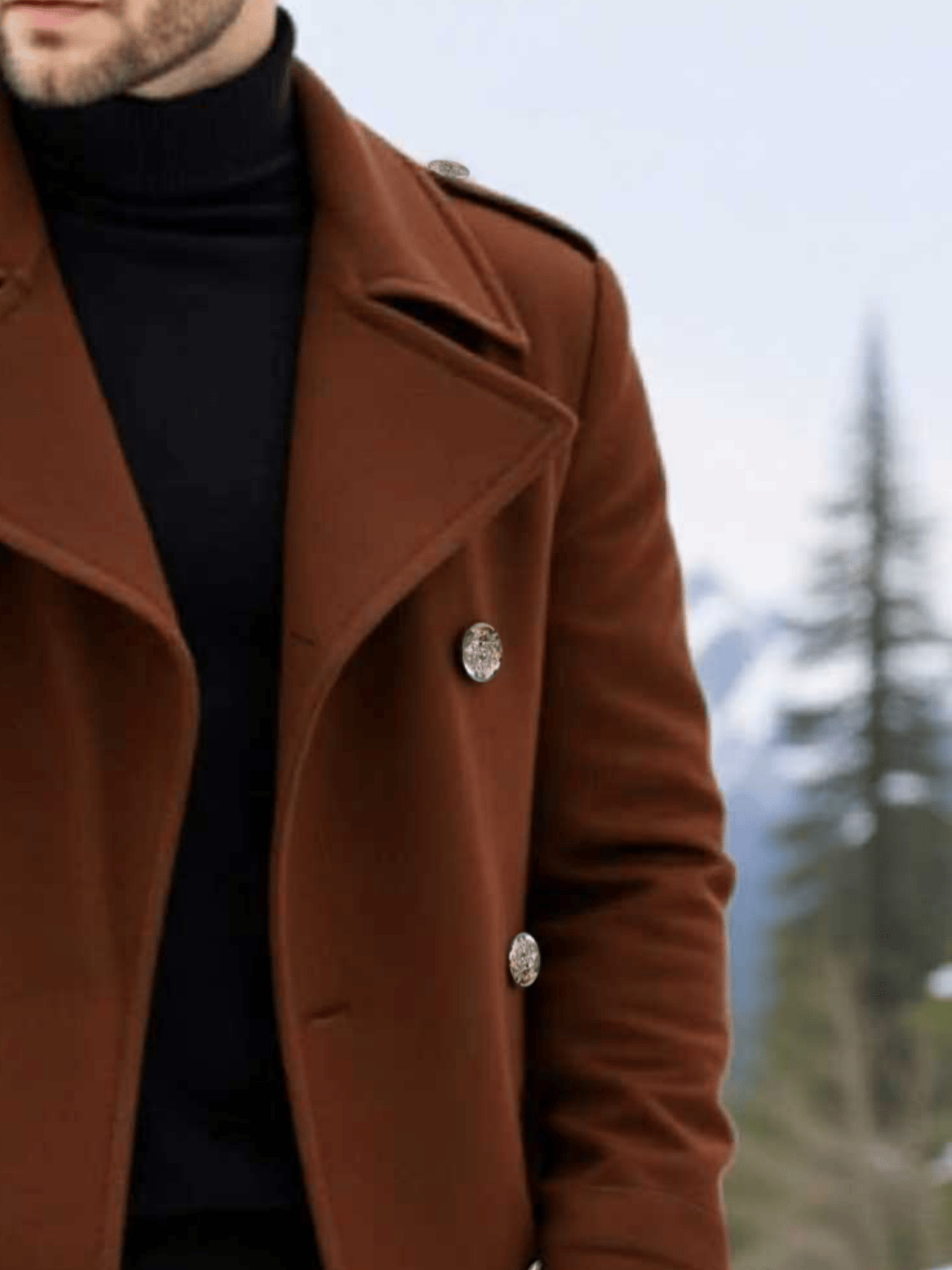 Manteau d'hiver solide pour hommes: veste à double boutonnage en tissu laine, doublure épaisse pour une chaleur ultime-nouvelle arrivée