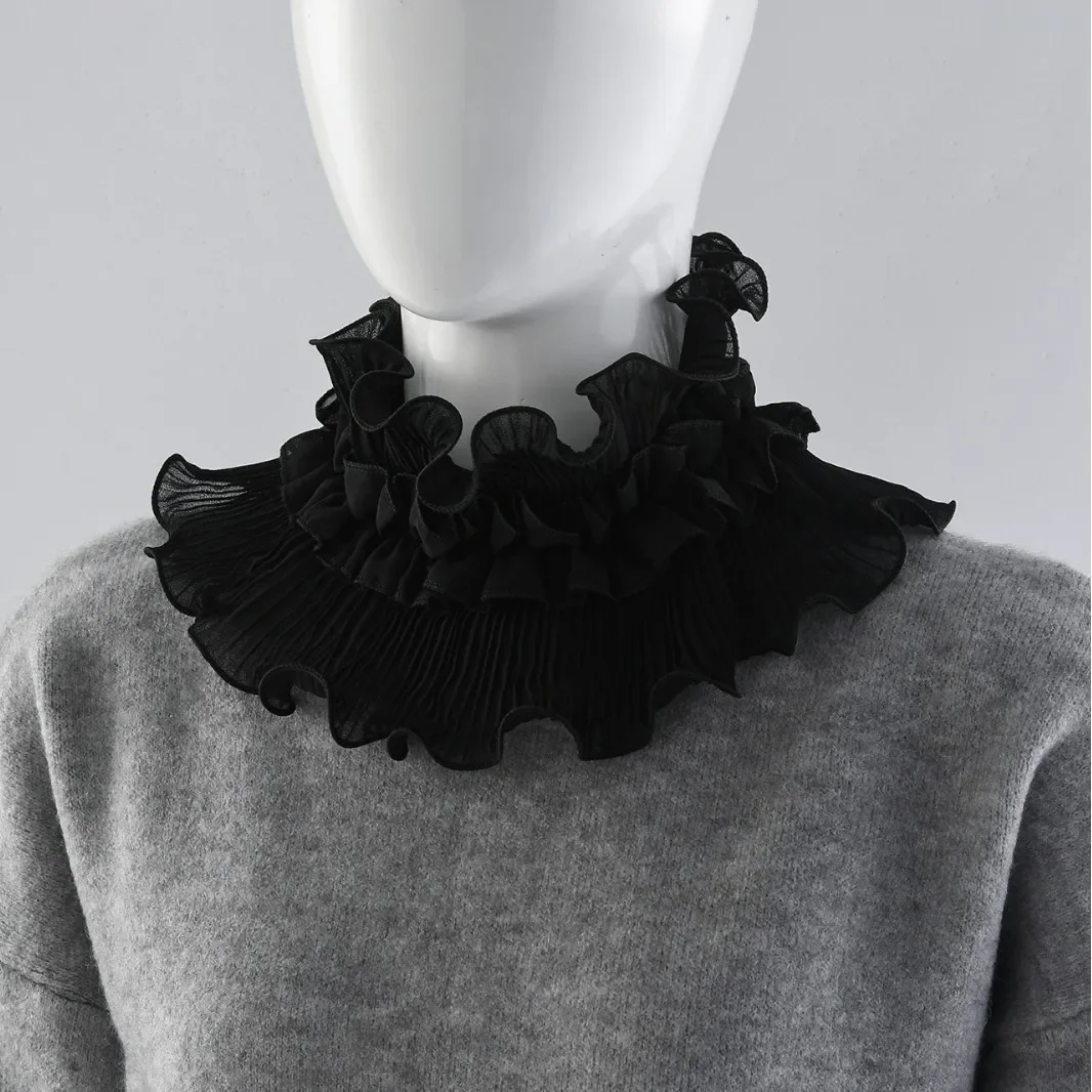 Nouvelle Écharpe en Dentelle Printemps-Été pour Femme, Multifonctionnelle et Polyvalente, Col de Chemise, Décoration Tendance, Bord Volanté en Dentelle, Cache-Cou
