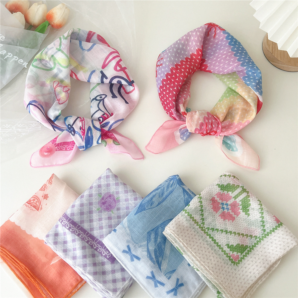 Foulard Carré en Coton de 55cm pour Femme, Bandana à la Mode, Turban, Bandeau de Sauna, Accessoires pour Cheveux