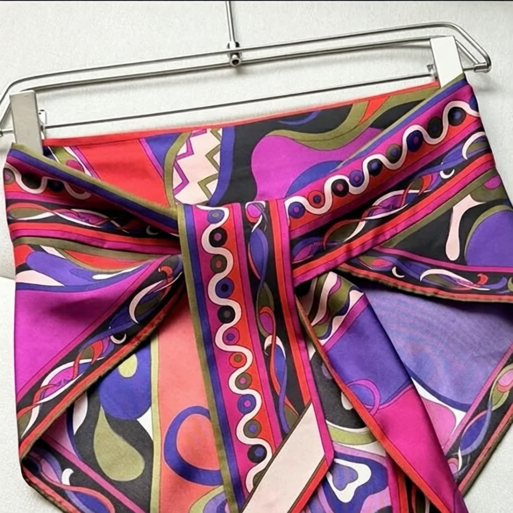 Foulard classique pour femme de couleur violette avec logo signature de créateur, accessoires vestimentaires de luxe pour femme, bandana, écharpe