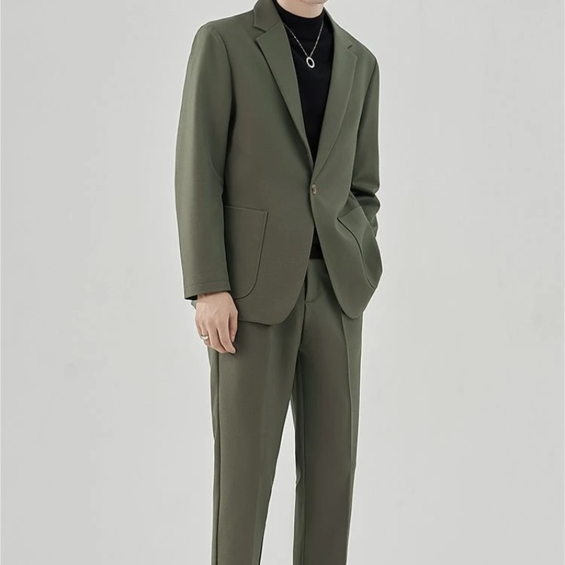 Ensemble de tenue 2 pièces pour hommes, couleur unie, tendances pour jeunes, Costumes, pantalons de cérémonie, Costumes et blazers complets pour hommes, vêtements classiques élégants