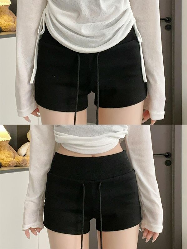 Short rouge d'été pour femmes, taille moyenne, Slim, décontracté, cordon de serrage, pantalon de sport, vêtements pour femmes, nouvelle collection