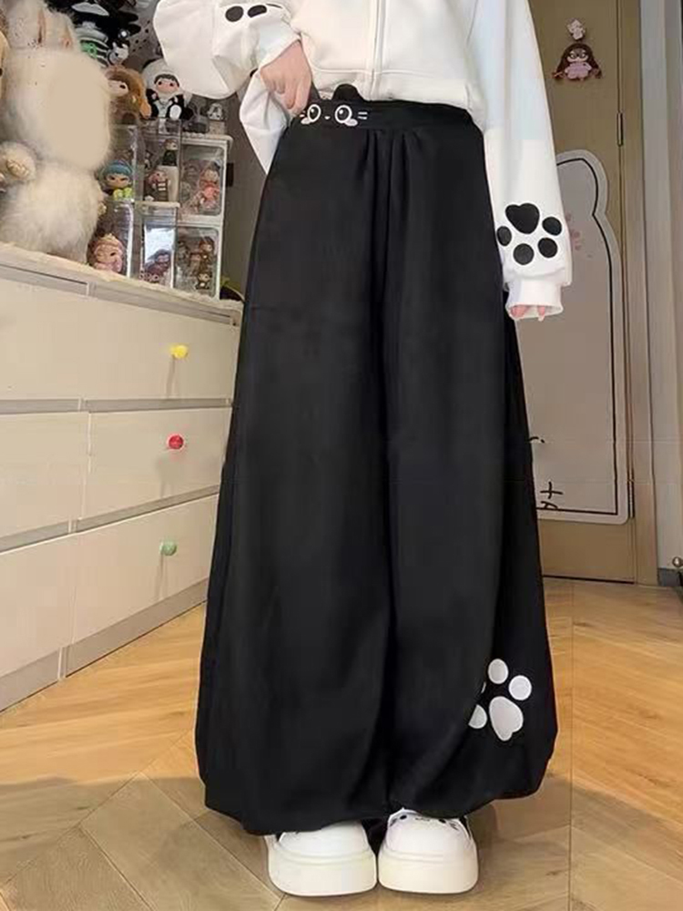 Pantalon Bloomers Mignon et Doux pour Femme, Taille Haute, Style Preppy, Kawaii, Décontracté, Ample, Chic, Imprimé Dessin Animé