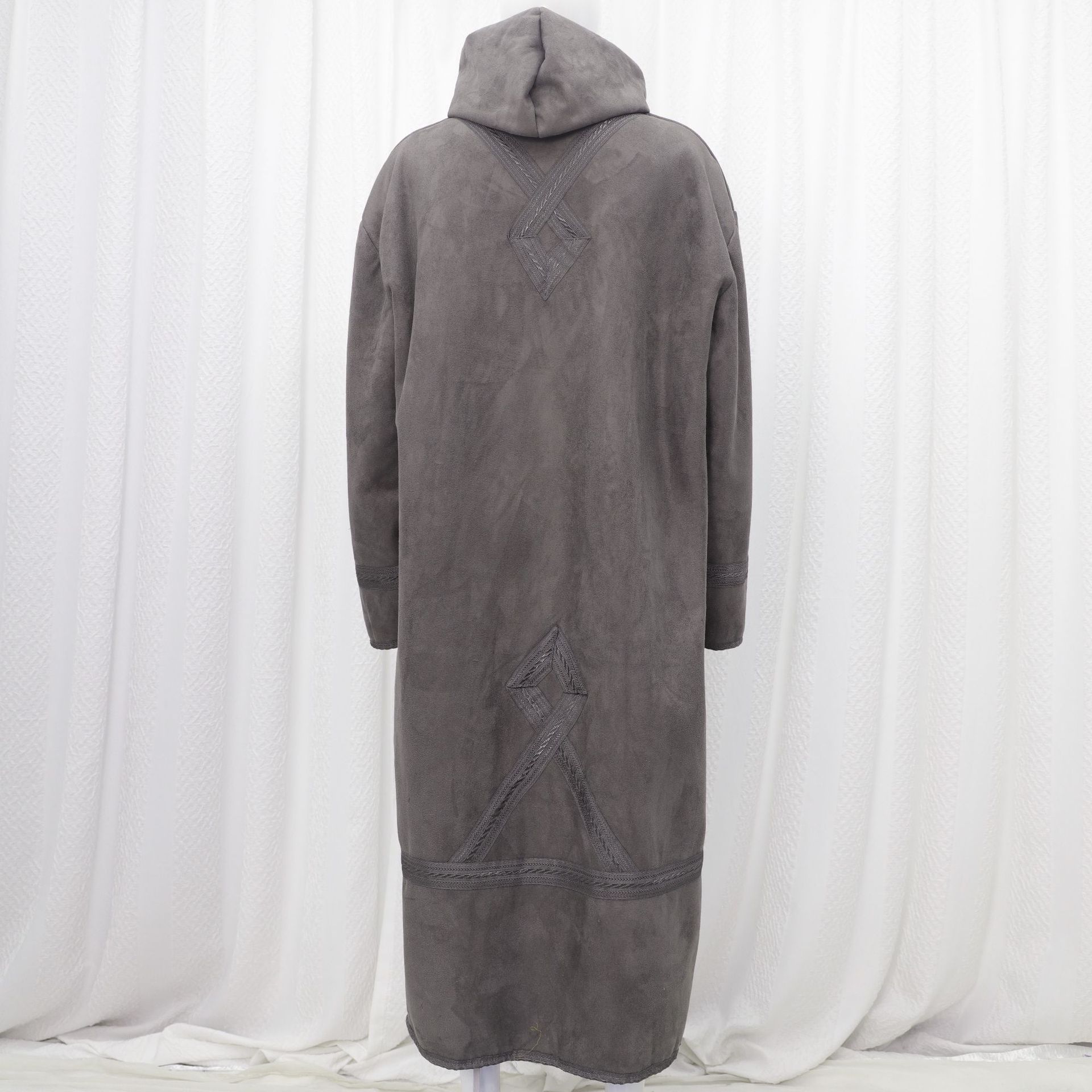 Nouveau hiver épaissi daim velours hommes musulman Long manteau pour la prière chaud Cardigan poches à capuche Abaya Kimono Robe polaire caftan