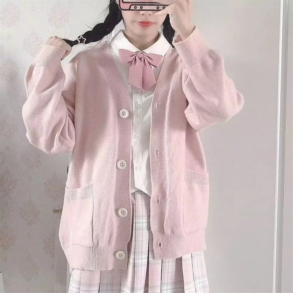 Cardigan Simple à Boutonnage Simple pour Femme et Fille, Vêtement d'Extérieur de Couleur Unie, avec Poches, à la Mode Coréenne, Idéal pour Loisirs, Collection Automne
