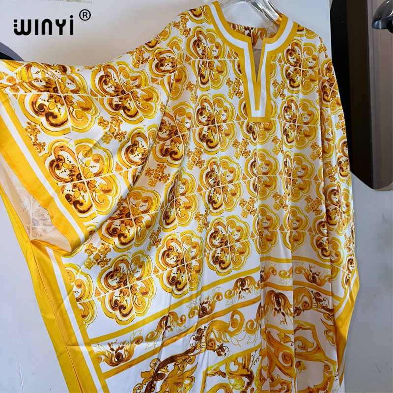 WINYI haute qualité robes musulmanes pour femme robe maxi imprimé fleuri caftan abaya dubaï luxe été bohème robe de soirée