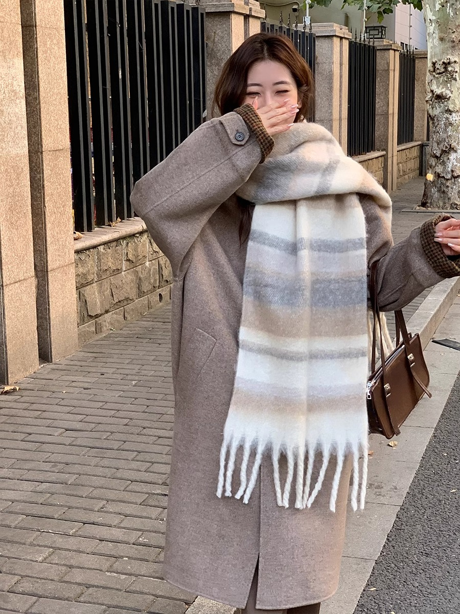 Écharpe d'hiver pour femmes cachemire chaud Plaid Pashmina foulards couverture enveloppes femme épais doux Bufanda gland châle Long Poncho