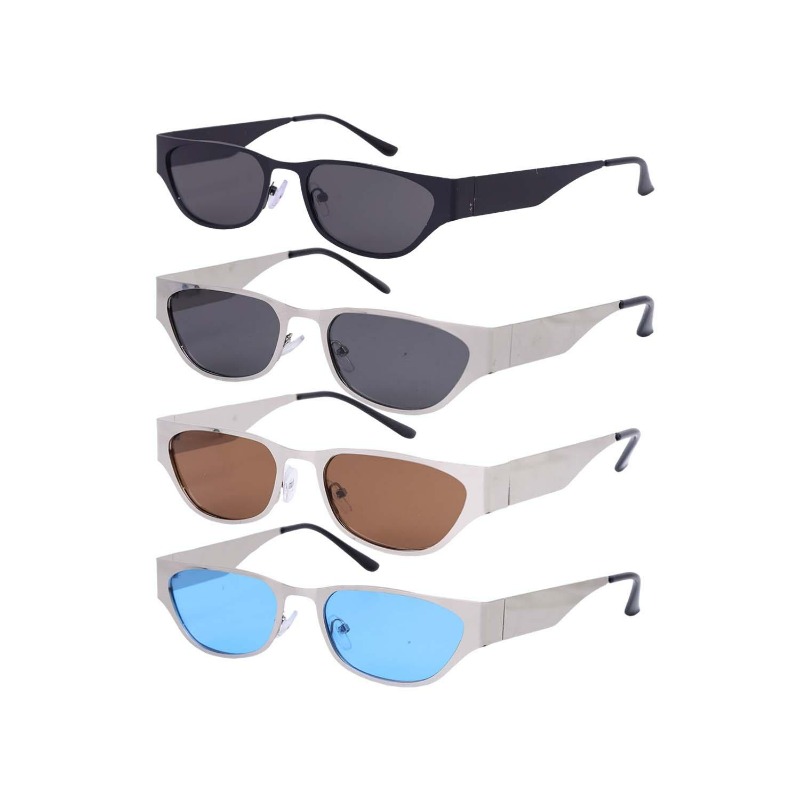 Lunettes de soleil Cyberpunk de luxe étroites pour femmes, monture métallique, style cool, pour hommes, idéales pour les voyages en extérieur et les fêtes, lunettes tendance UV400