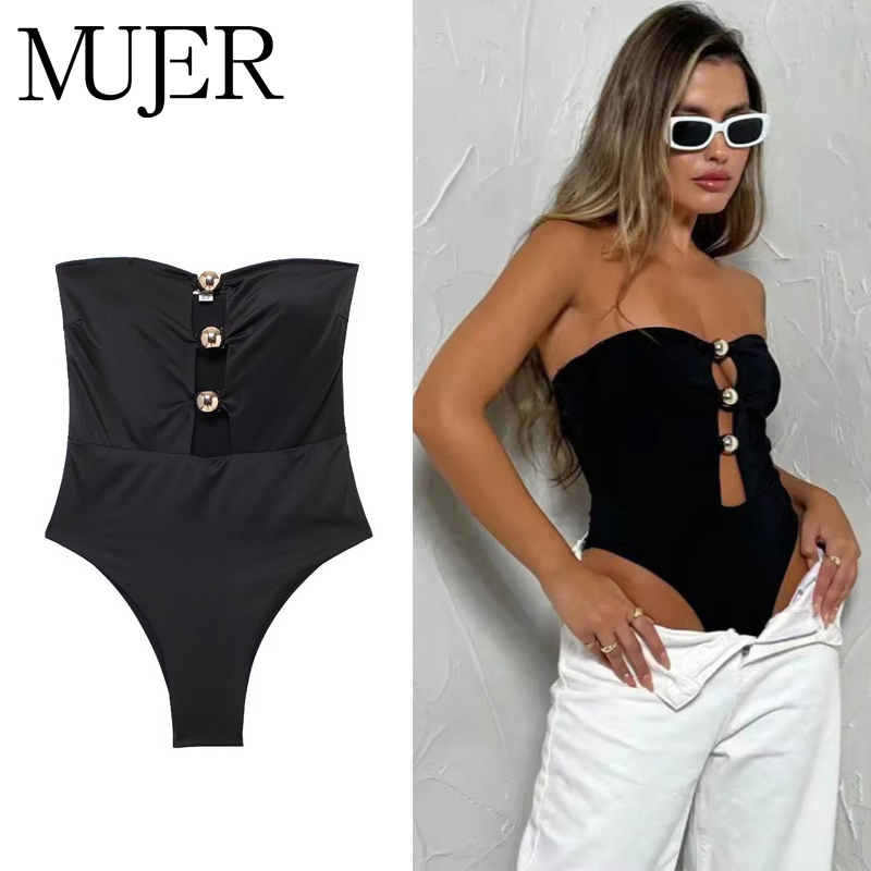 MUJER noir Sexy serré body femmes hors épaule body pour femmes blanc sans manches body femme 2025 tenues Sexy Lingerie